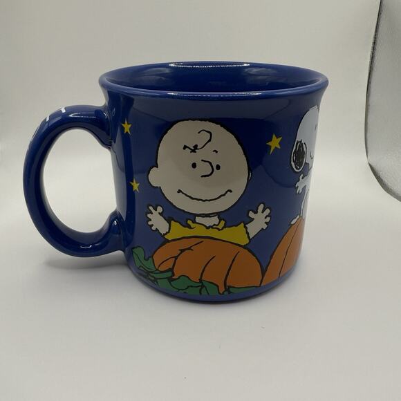 Peanuts Snoopy Sally Oversized Mug Halloween Pumpkins Blue Coffee Cup Ceramic - Picture 1 of 6